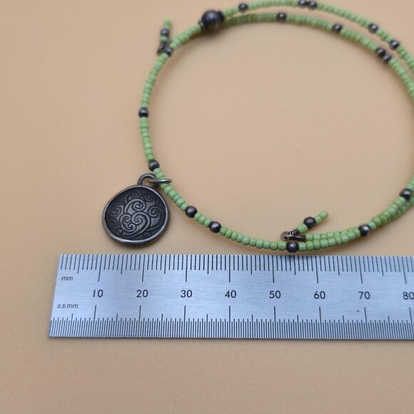 9 Inch Sterling Silver Handmade Beaded Charm Ankle Bracelet B611 - Picture 4 of 5